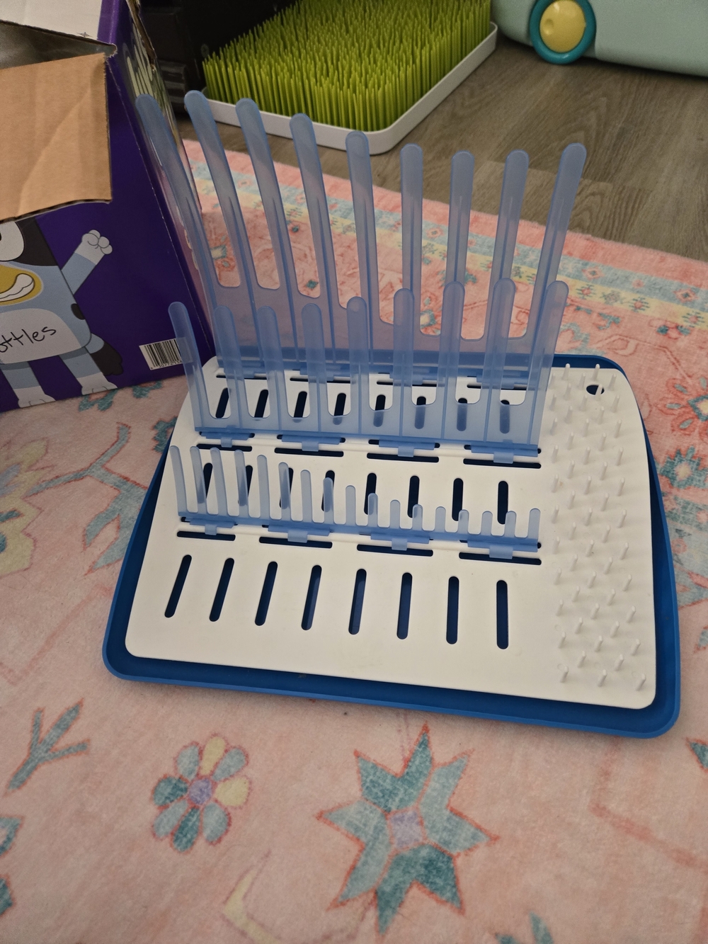 Blue & White Folding Bottle Drying Rack